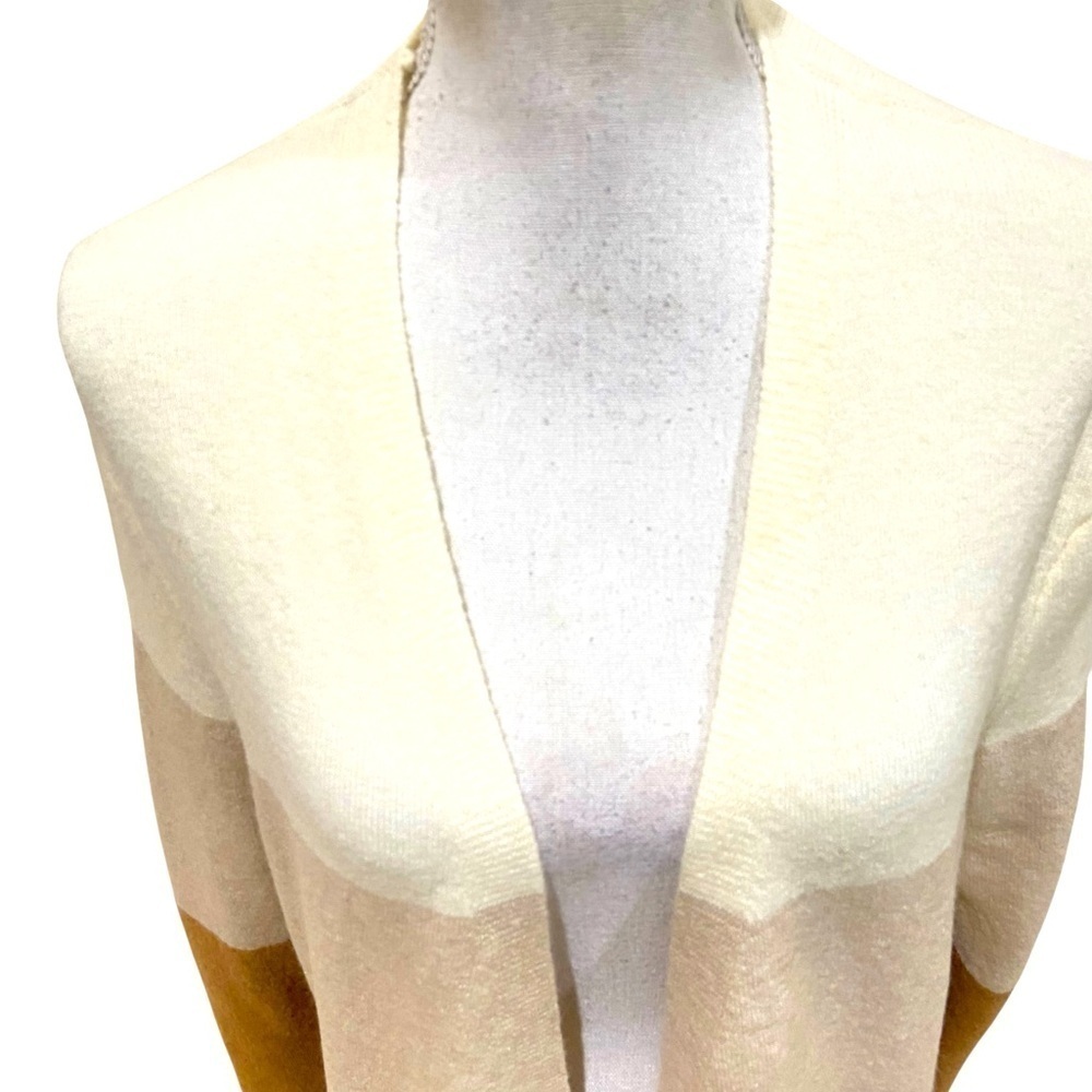 Madewell alpaca colorblock open front cardigan cream, beige, tan, grey medium - Picture 4 of 9